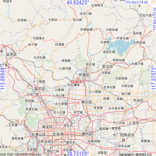 Qiaozi on map