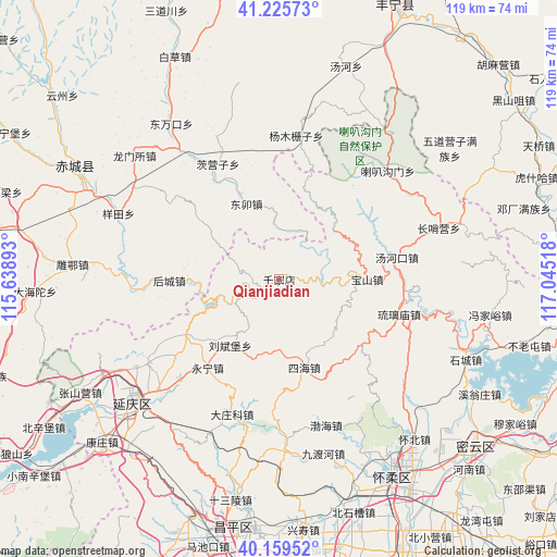 Qianjiadian on map