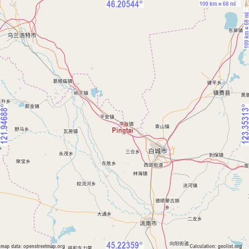 Pingtai on map