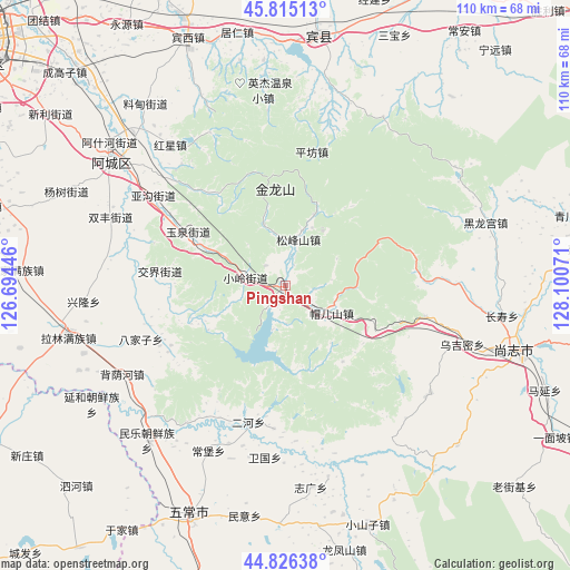 Pingshan on map