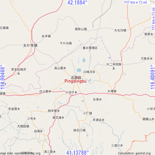 Pingdingbu on map