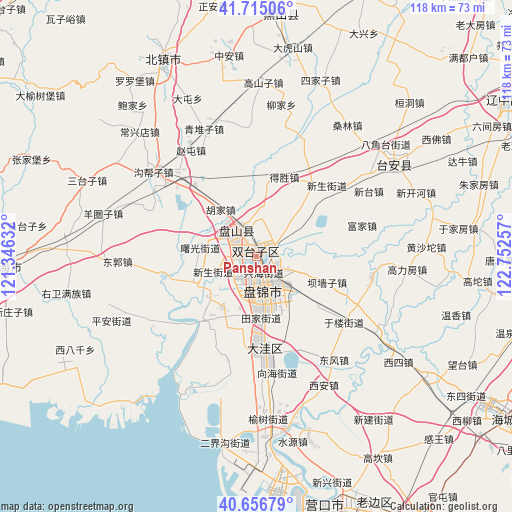 Panshan on map