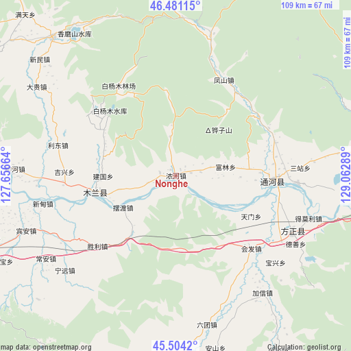 Nonghe on map