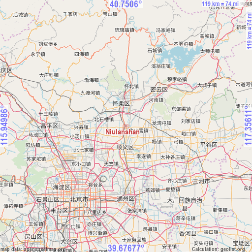 Niulanshan on map