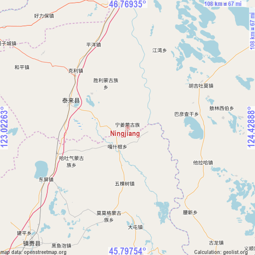 Ningjiang on map