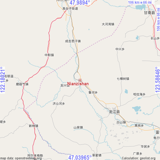 Nianzishan on map