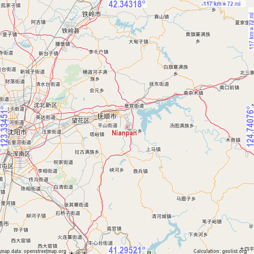 Nianpan on map