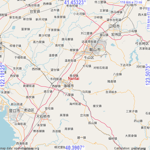 Nantai on map