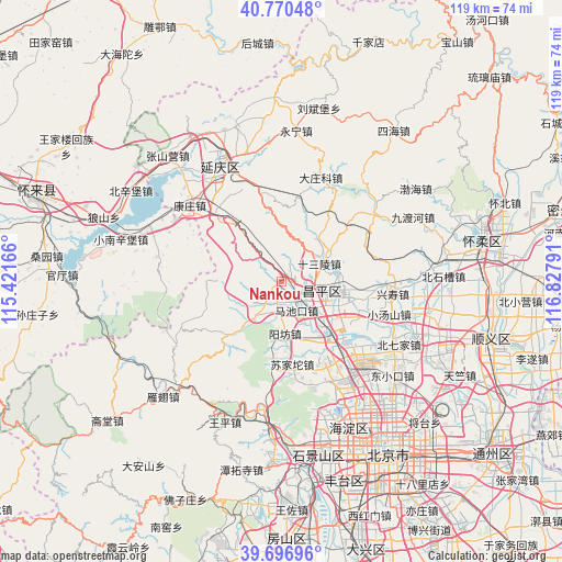 Nankou on map