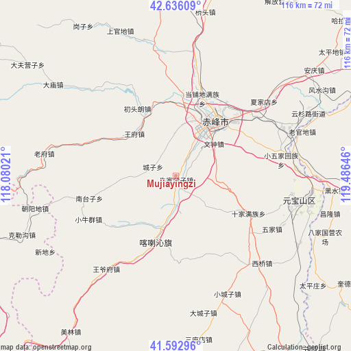 Mujiayingzi on map