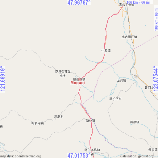 Moguqi on map