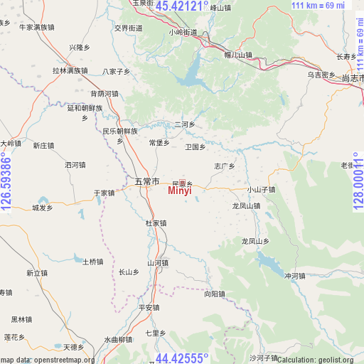 Minyi on map