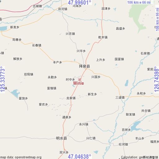 Minle on map