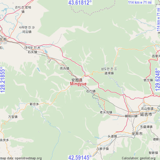 Mingyue on map