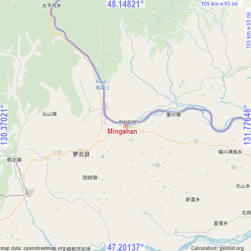 Mingshan on map
