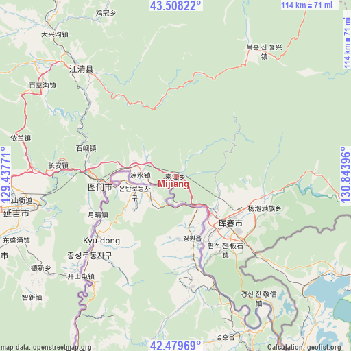 Mijiang on map