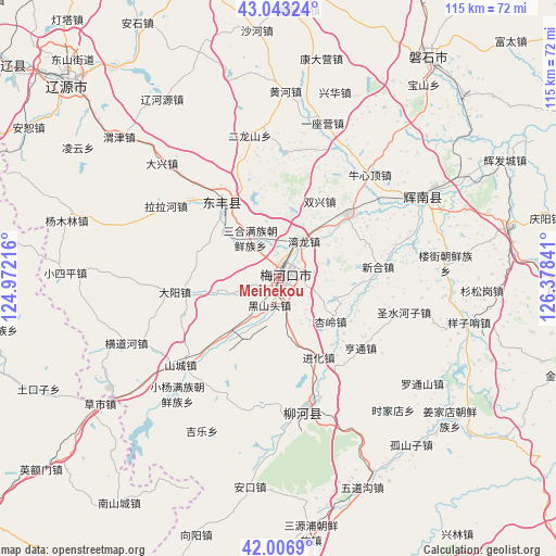 Meihekou on map