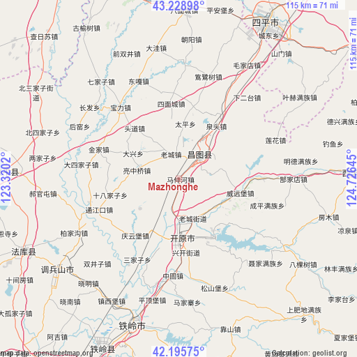 Mazhonghe on map