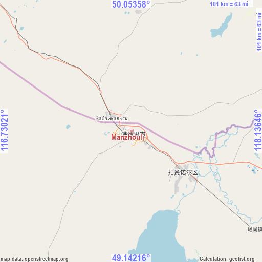 Manzhouli on map