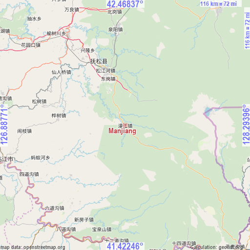 Manjiang on map