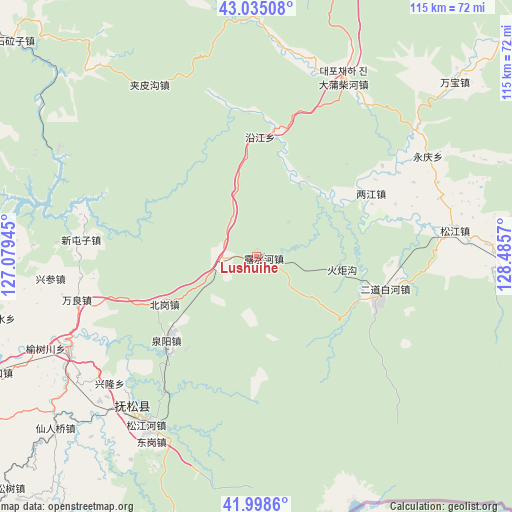 Lushuihe on map