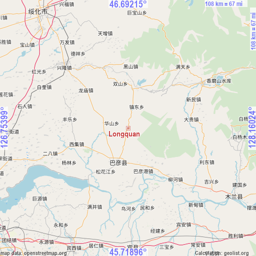 Longquan on map