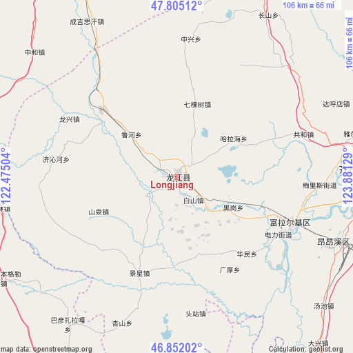 Longjiang on map