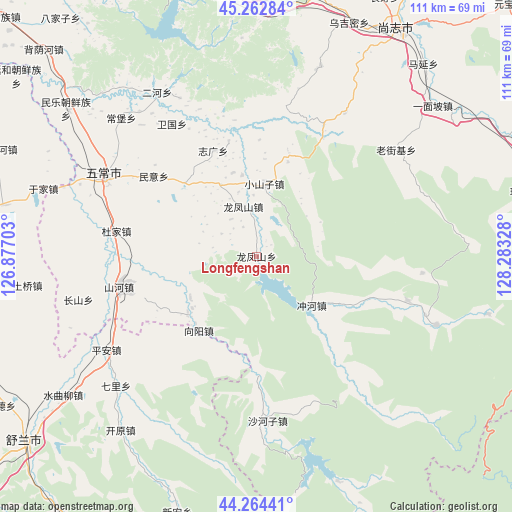 Longfengshan on map