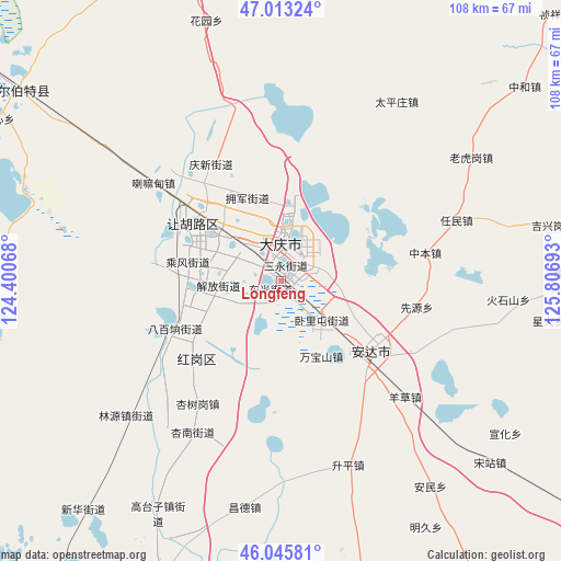 Longfeng on map