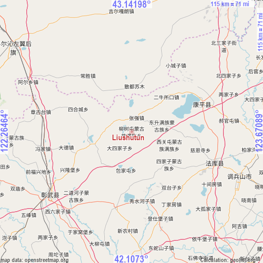 Liushutun on map