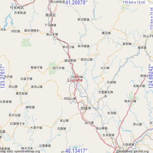 Liujiahe on map