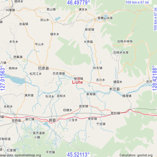 Liuhe on map