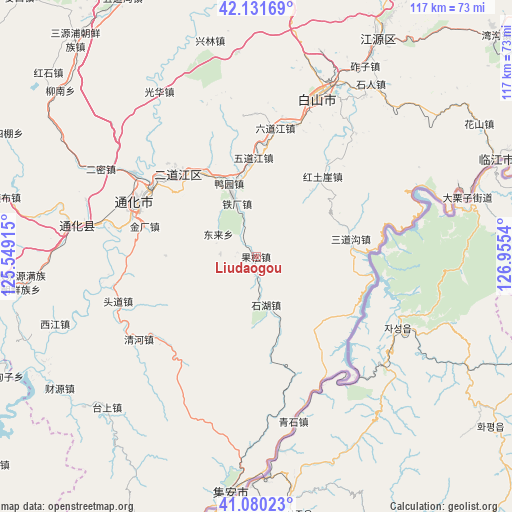 Liudaogou on map