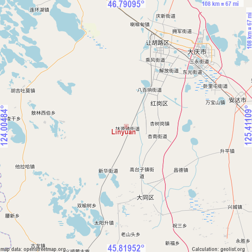 Linyuan on map