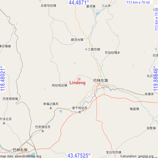 Lindong on map