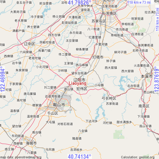 Liaoyang on map