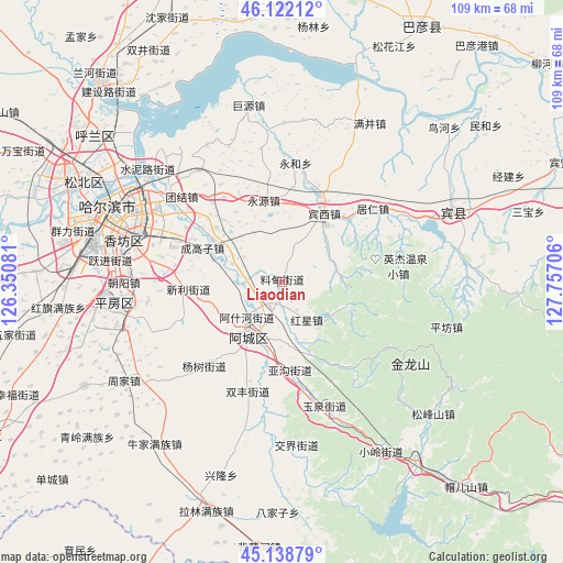 Liaodian on map