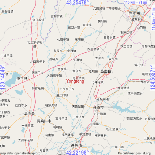 Yongfeng on map