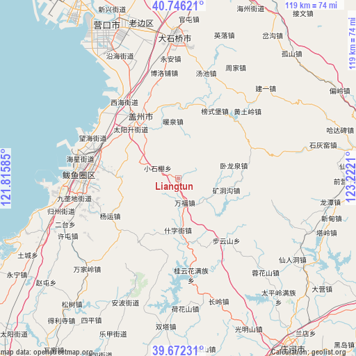 Liangtun on map