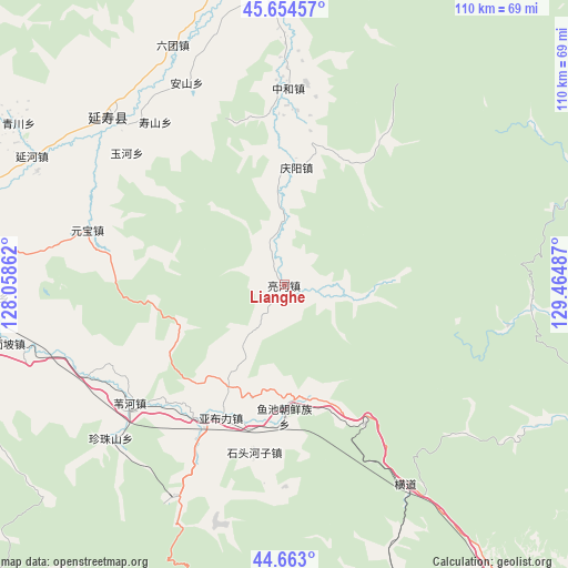 Lianghe on map