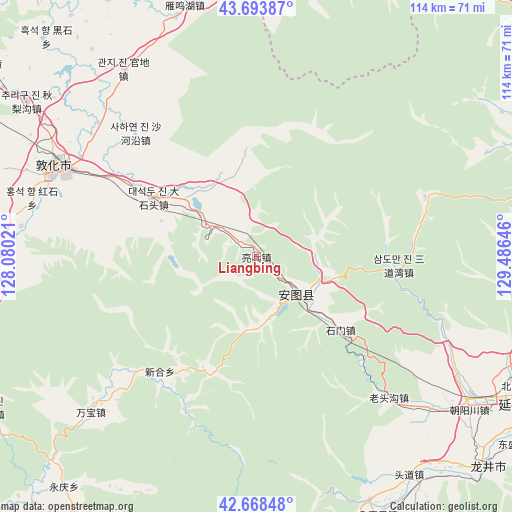 Liangbing on map