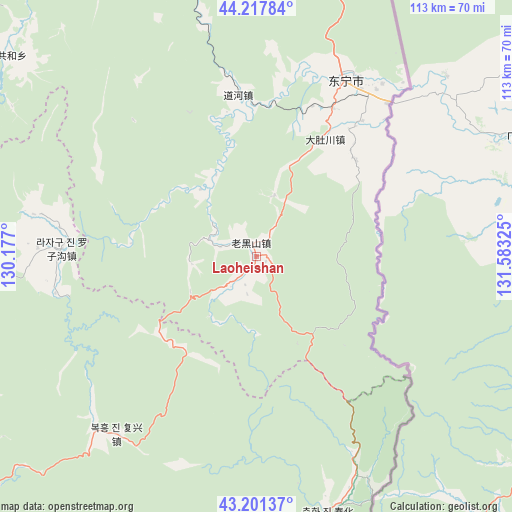 Laoheishan on map