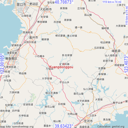 Kuangdonggou on map