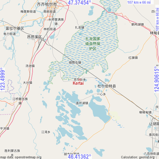 Kertai on map