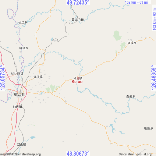 Keluo on map