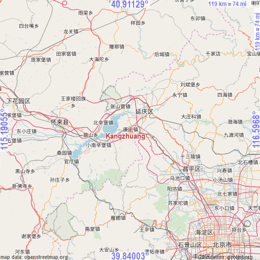 Kangzhuang on map