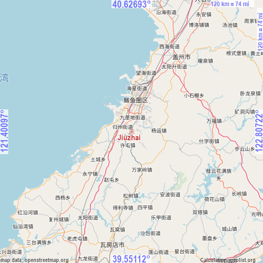 Jiuzhai on map