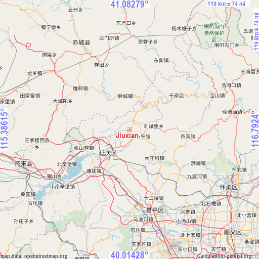 Jiuxian on map