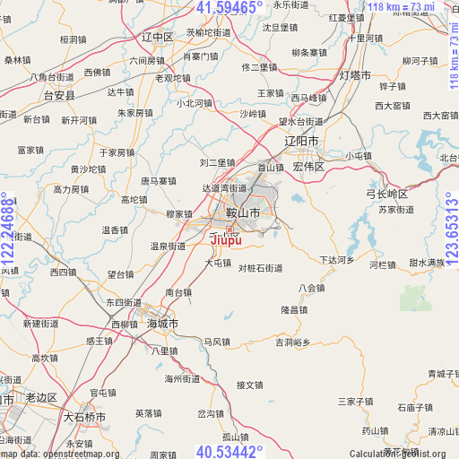 Jiupu on map