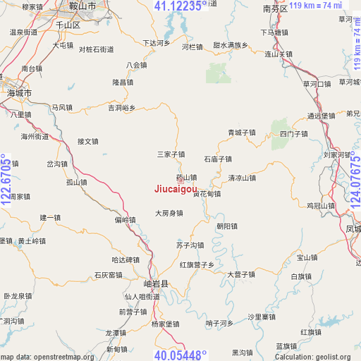 Jiucaigou on map